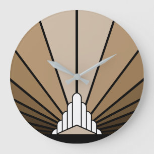 Art deco sun in tan Wall Clock