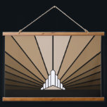 Art deco sun in tan Wood Topped Wall Tapestry<br><div class="desc">A classic art deco style sun pattern created in tan. 

An iconic pattern of the sun rising from behind a stylized art deco shaped building. A simple yet elegant design,  true to the era.</div>