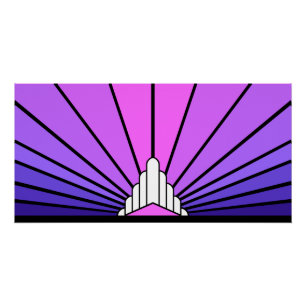 Art deco sun purple & pink poster