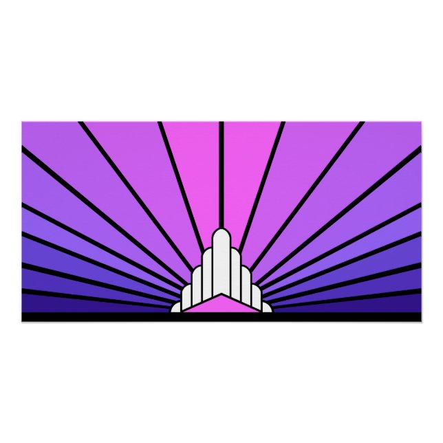 Art deco sun purple & pink poster (Front)