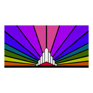 Art deco sun rainbow poster
