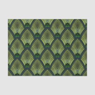 Art Deco Sunburst Fan in Metallic Lime Green Tissue Paper