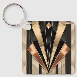 Art Deco Sunburst Geometric Luxury Design Key Ring