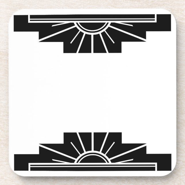 Art Deco Sunburst in Black Coaster (Front)