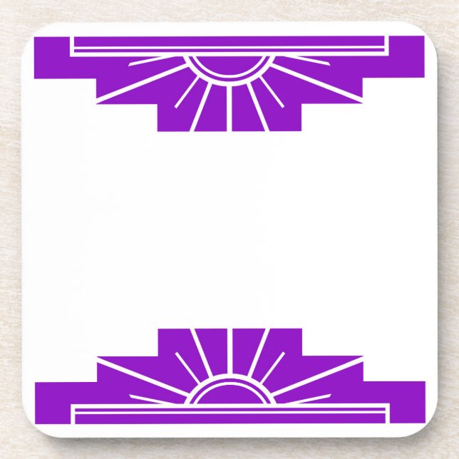 Art Deco Sunburst in Bright Purple Coaster (Front)
