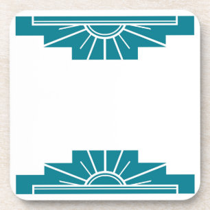 Art Deco Sunburst in Teal Coaster