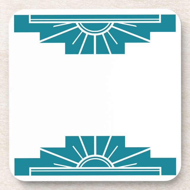 Art Deco Sunburst in Teal Coaster (Front)