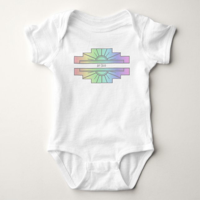 Art Deco Sunburst Pattern in Pastels Baby Bodysuit (Front)