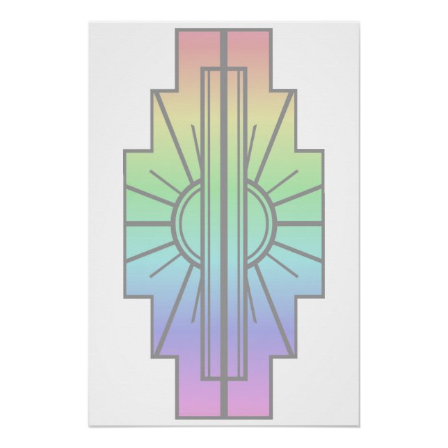 Art Deco Sunburst Pattern in Pastels Poster (Front)