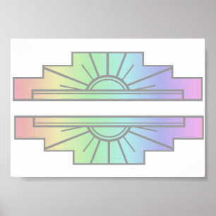 Art Deco Sunburst Pattern in Pastels Poster