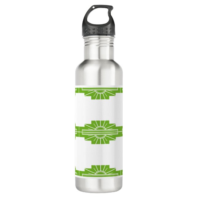 Art Deco Sunburst Pattern in White and Lime 710 Ml 710 Ml Water Bottle (Front)