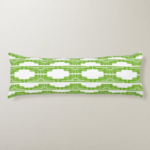 Art Deco Sunburst Pattern in White and Lime Body Cushion
