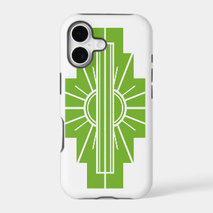 Art Deco Sunburst Pattern in White and Lime Case-M