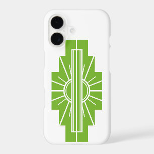 Art Deco Sunburst Pattern in White and Lime Case-M