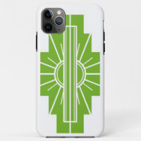 Art Deco Sunburst Pattern in White and Lime Case-M