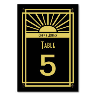 Art Deco Sunburst Table Numbers Cards