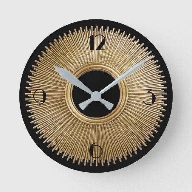 Art Deco Sunrays w/Numbers Round Clock (Front)