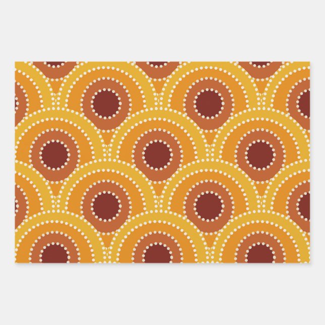 Art Deco Sunrise Retro pattern Wrapping Paper Sheet (Front)