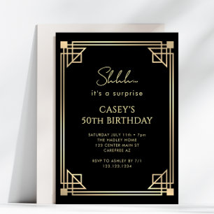Art Deco Surprise 50th Birthday Invitation