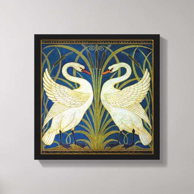 Art Deco Swans Canvas Print (Front)