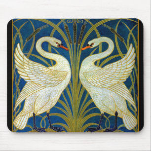 Art Deco Swans Mouse Mat