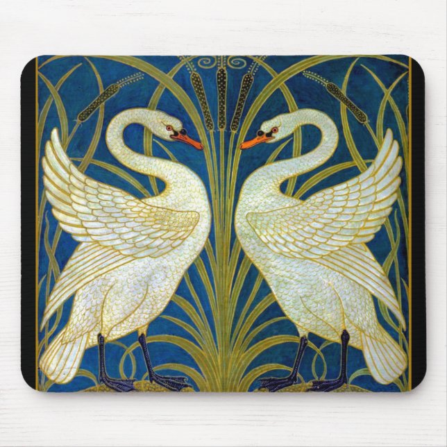 Art Deco Swans Mouse Mat (Front)