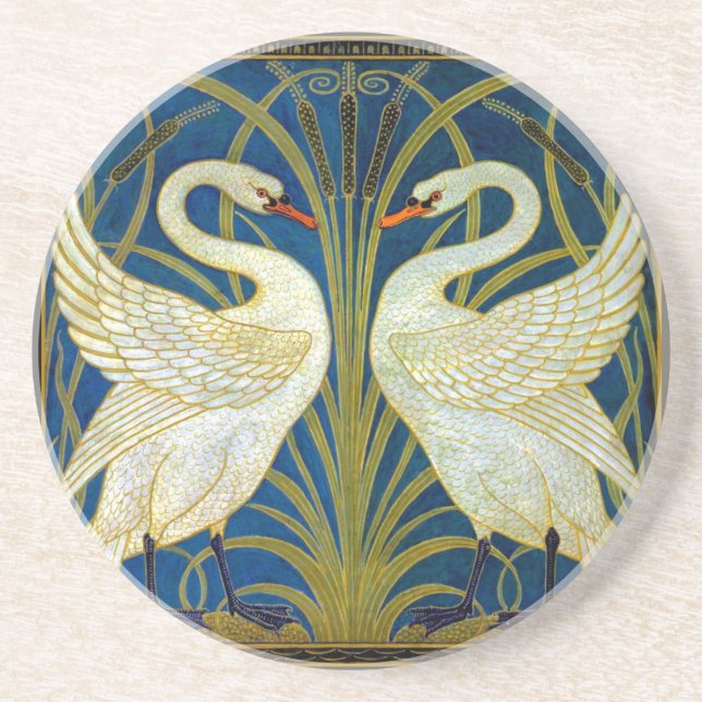 Art Deco Swans Mouse Pad Coaster (Front)