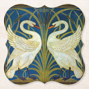 Art Deco Swans Mouse Pad Paper Coaster