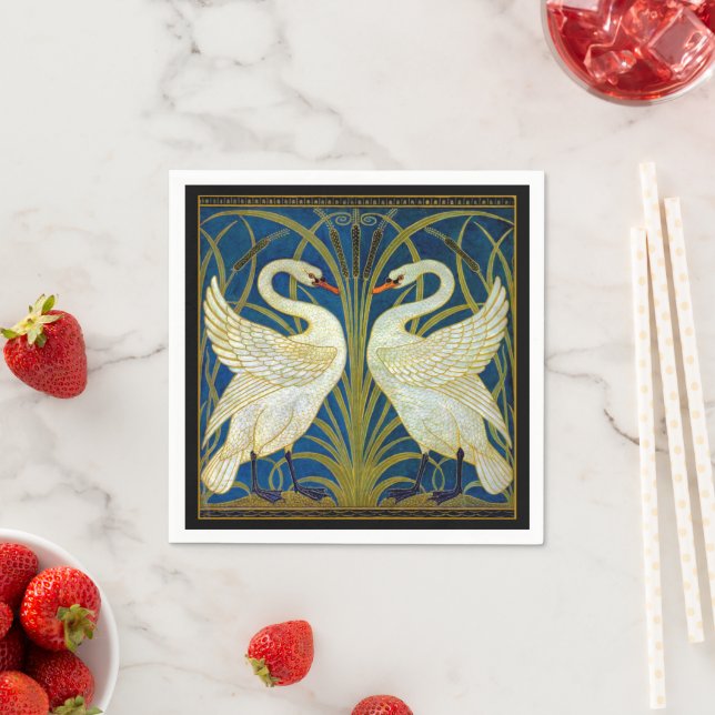 Art Deco Swans Napkin (Insitu)