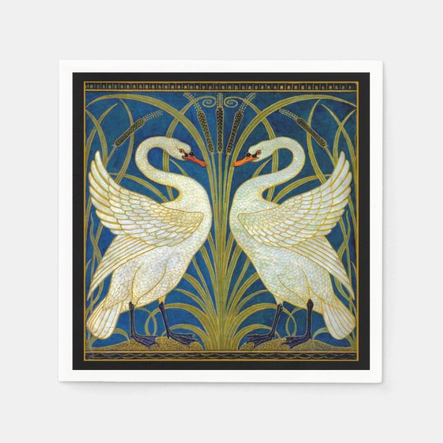 Art Deco Swans Napkin (Front)