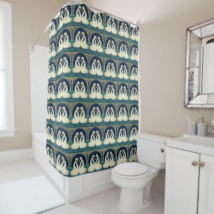 Art Deco Swans Shower Curtain