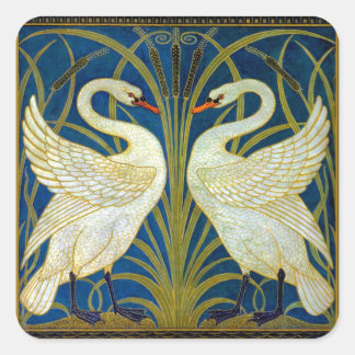 Art Deco Swans Square Sticker