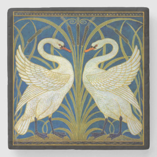 Art Deco Swans Stone Coaster
