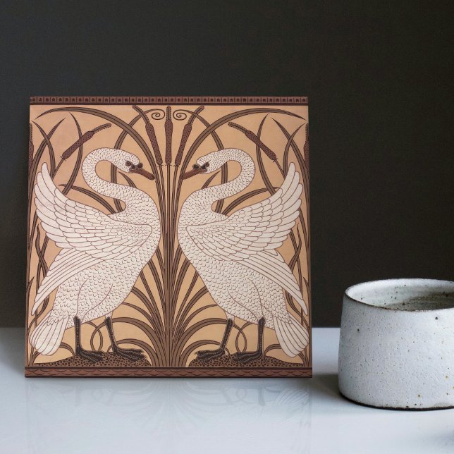 Art Deco Swans Wall Decor Art Nouveau Swan Tile (Creator Uploaded)