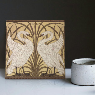 Art Deco Swans Wall Decor Art Nouveau Swan Tile