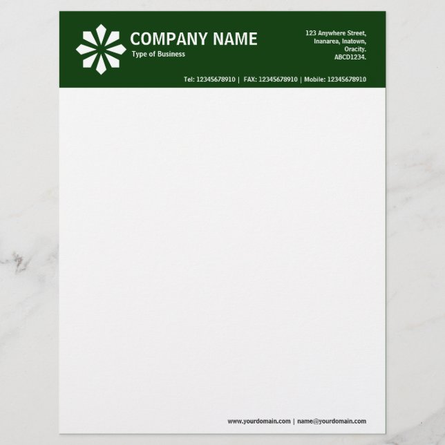 Art Deco Symbol 2in Colour Header - Dk Green 00330 Customized Letterhead (Front)