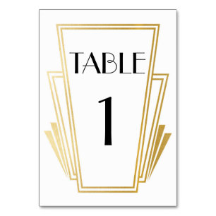 Art Deco Table Number 20s Gold White Wedding