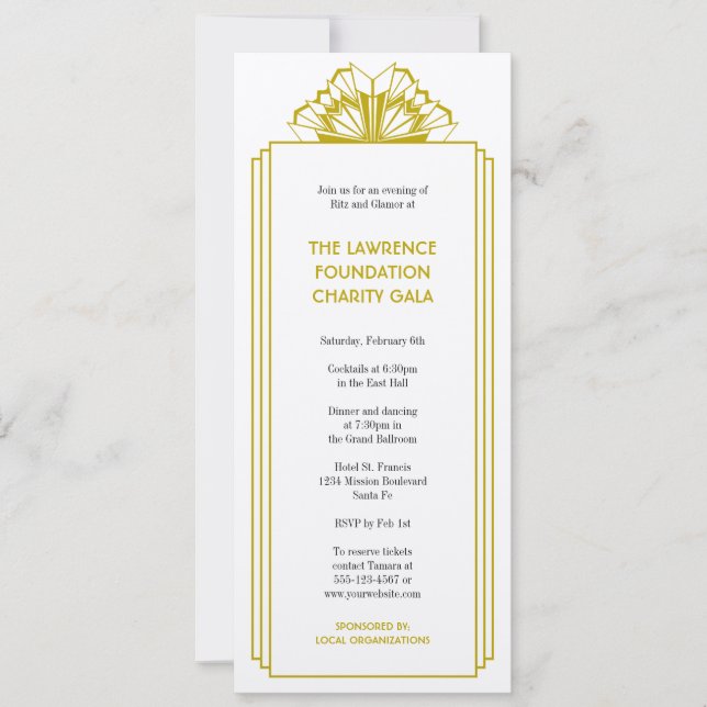 Art Deco tan stacked frame glamour formal event Invitation (Front)