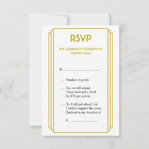 Art Deco tan stacked frame gold RSVP response