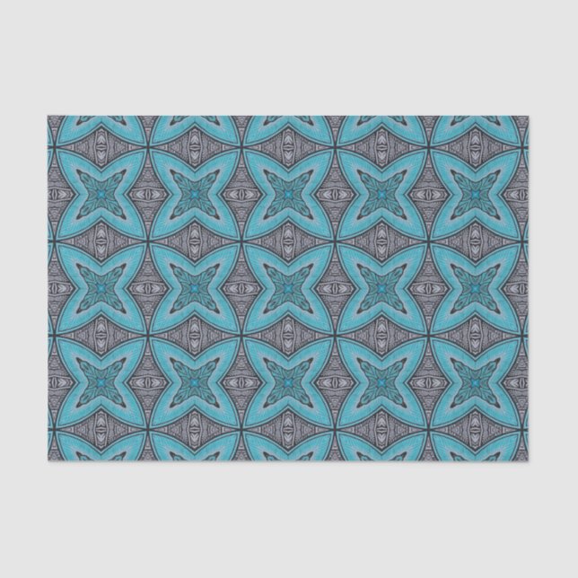 Art Deco Teal Black White Graphic Pattern Tissue Paper (Front)