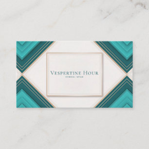 Art Deco Teal Chevron Gold Line Geometric Modern Business Card