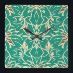Art Deco Teal Floral Wall Clock<br><div class="desc">Perfect for the Art Deco lover!</div>
