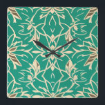 Art Deco Teal Floral Wall Clock<br><div class="desc">Perfect for the Art Deco lover!</div>