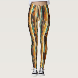Art Deco Teal & Gold Geometric Pattern (12) Leggings