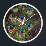 art deco teal green turquoise peacock feather clock<br><div class="desc">art deco teal green turquoise peacock feather room accessories. Bohemian peacock tropical home decorations</div>