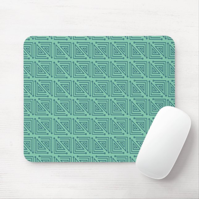 Art Deco Teal Mazes Mouse Mat (With Mouse)