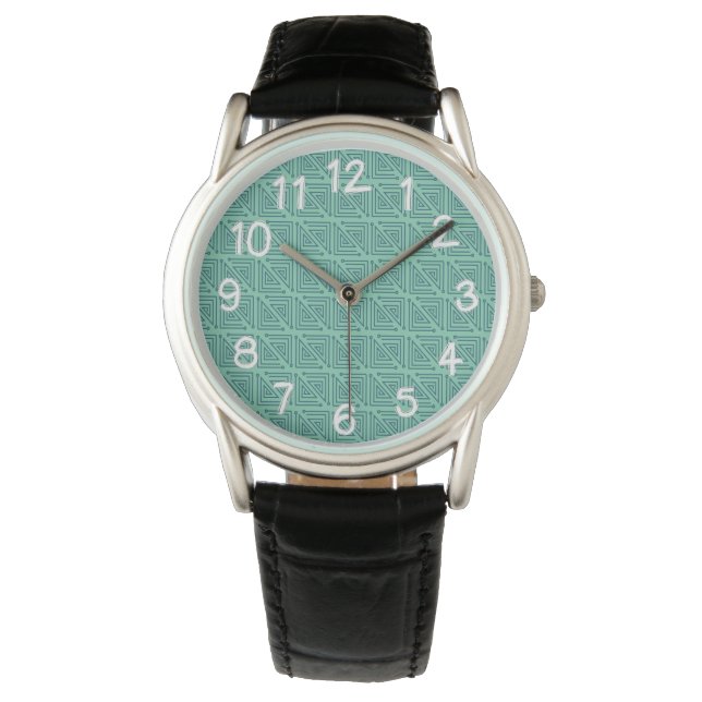 Art Deco Teal Mazes Watch (Front)