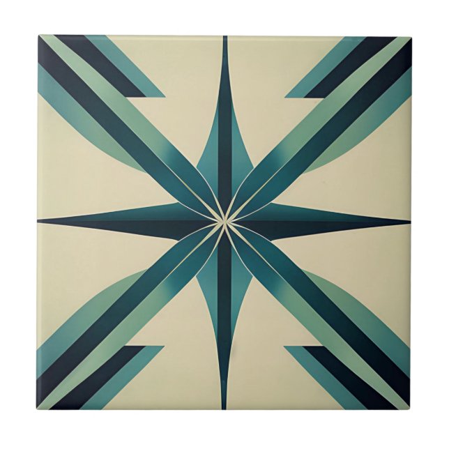 Art Deco Teal Star Tile (Front)