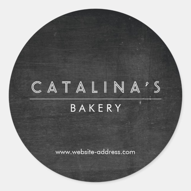 Art Deco Text on Black Wood Bakery, Food Classic Round Sticker (Front)