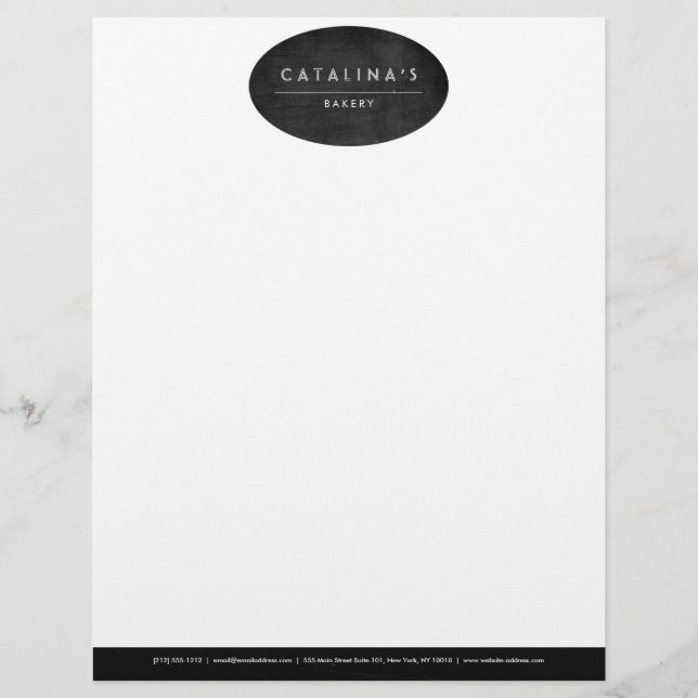 Art Deco Text on Black Wood Oval Logo Letterhead Design (Front)